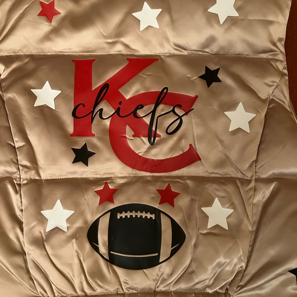 Womens NFL Kansas City Chiefs gold vest apparel puffer jacket custom made - Picture 4 of 10